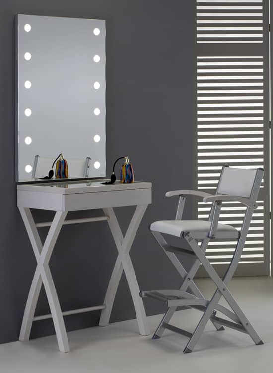 Consolle trucco bianca con specchio