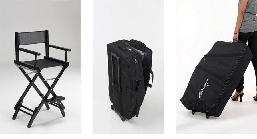 sedia trucco trasportabile con sacca trolley