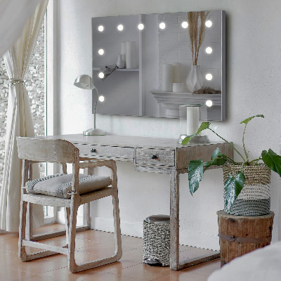 Specchio per toeletta trucco shabby chic con luci 